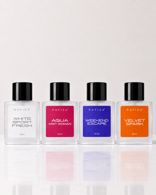 DISCOVERY SET
WHITE SPORT FRESH · VELVET SPARK
WEEKEND ESCAPE · AQUA MIST WOMAN

4 × 50 ml | Total 200 ml
Four Fragrances. Endless Possibilities.